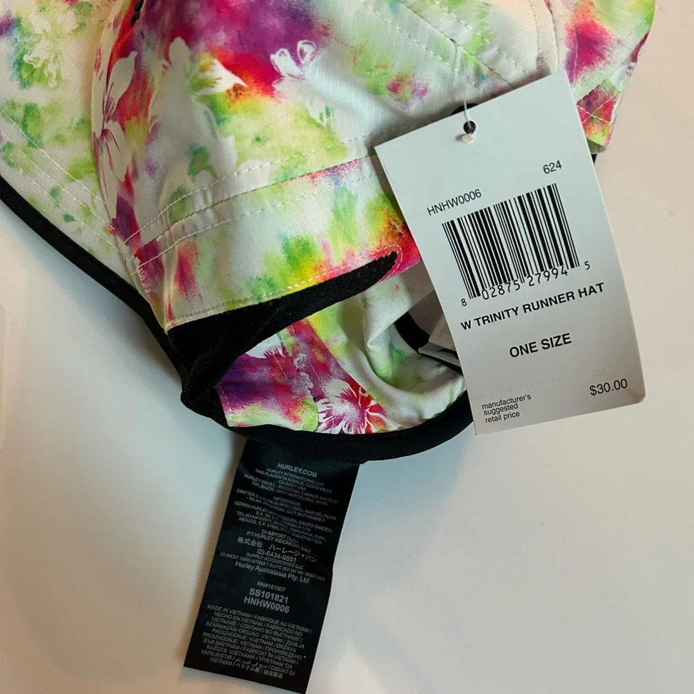 Hurley Floral Tie-Dye Baseball Cap Trinity Runner Hat - Multicolor